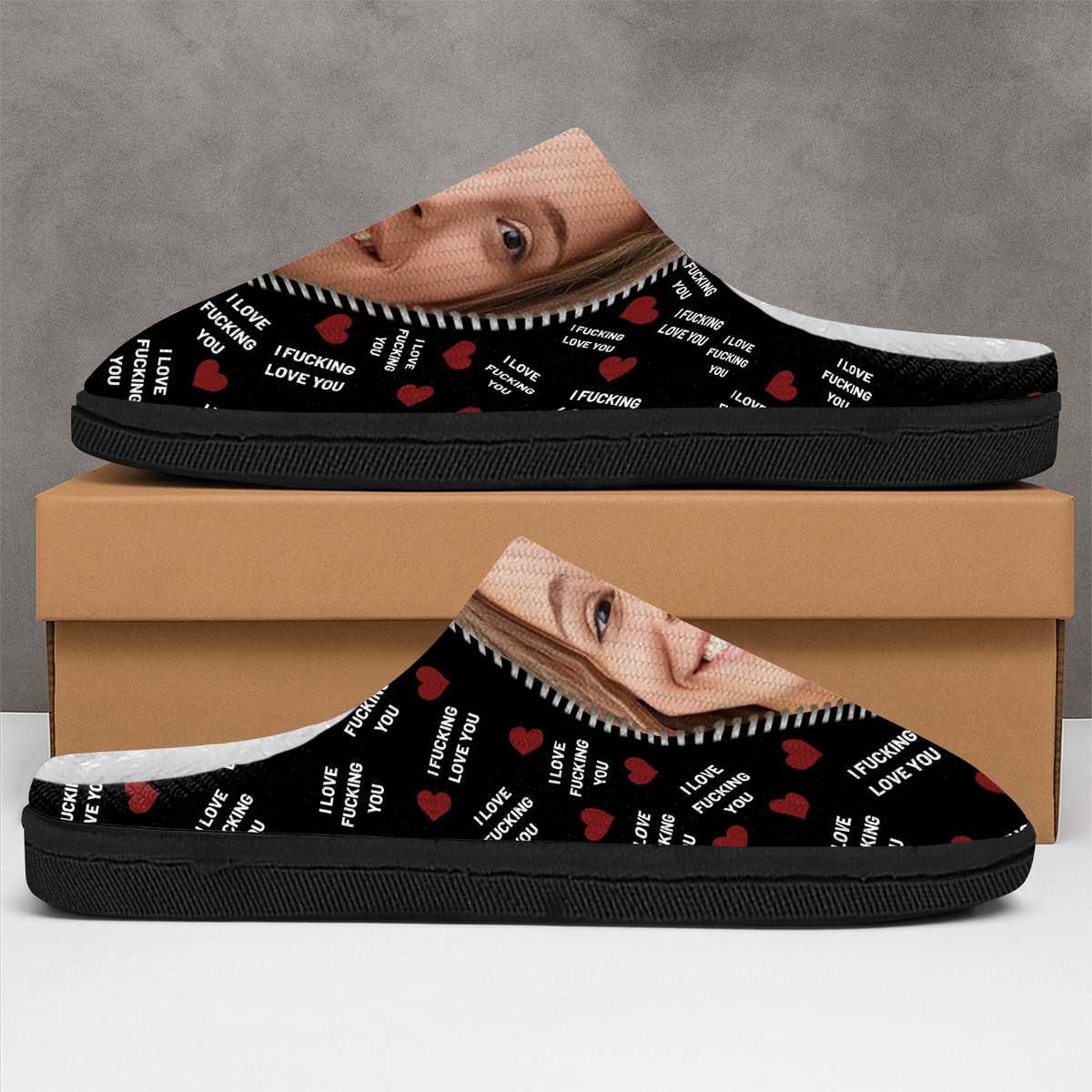 Custom Photo I F* Love You I Love F* You Gift For Him - Personalized Slippers HO82 900168