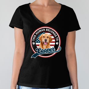 Custom Photo This Human Belongs To Dog Cat Dark Shirt HA75 892558