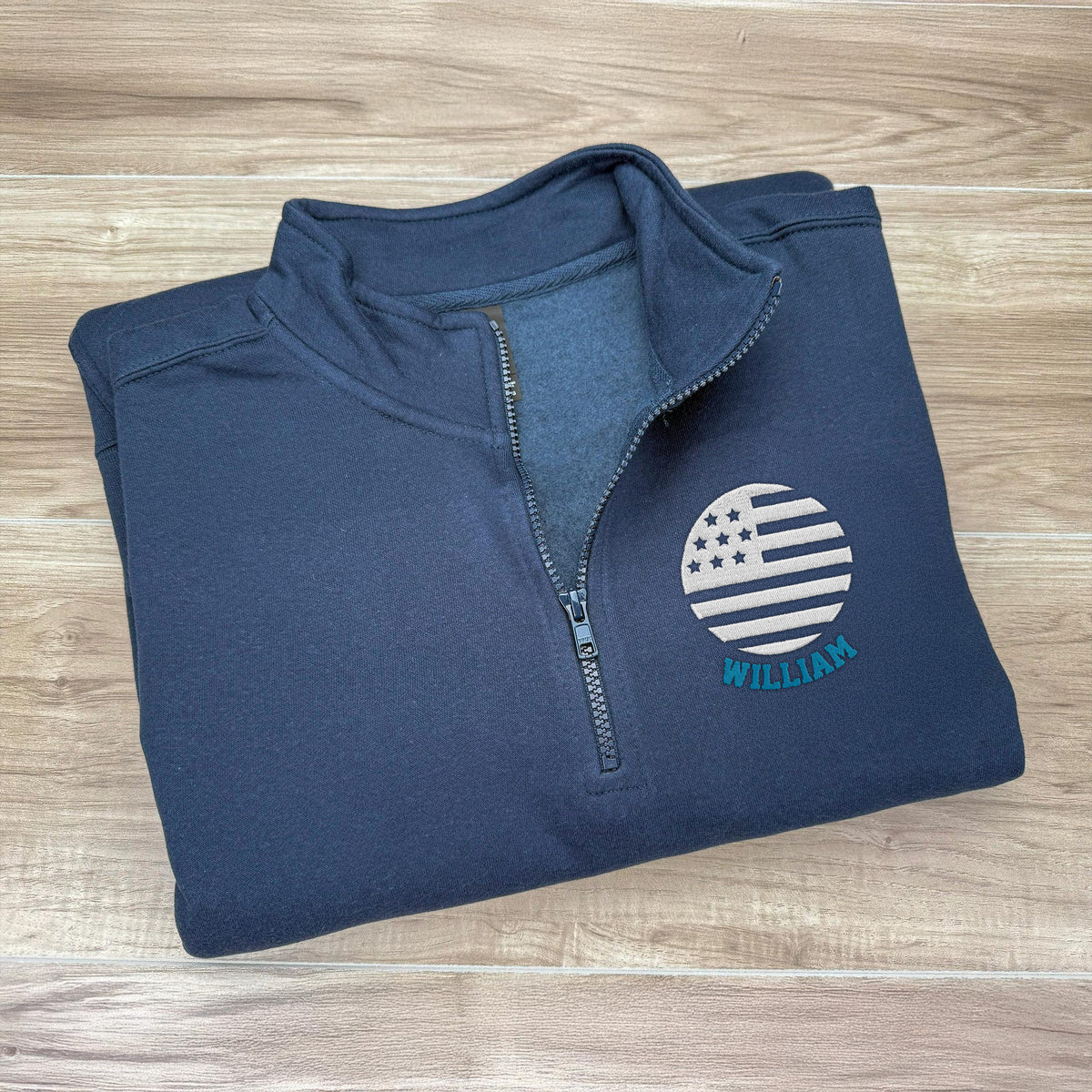 Personalized Name US Flag Embroidered Quarter Zip Sweater, Unique Enthusiast Gift HA75 898634
