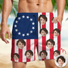 Custom Funny Face American Flag Beach Shorts - Personalized Summer Gift LM32 899873