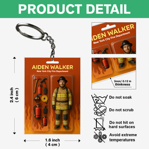 Custom Photo Firefighter Figure Acrylic Keychain Gift For Dad HO82 894218