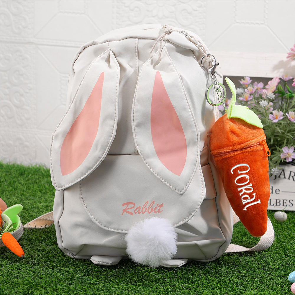 Personalized Bunny Rabbit Plush Reversible Carrot Keychain - Easter Gift for Kids LM32 897769