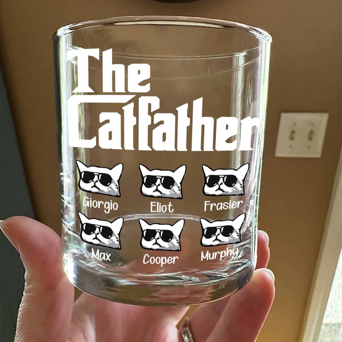 The CatFather For Cat Lovers Personalized Whiskey Glass LM32 893525