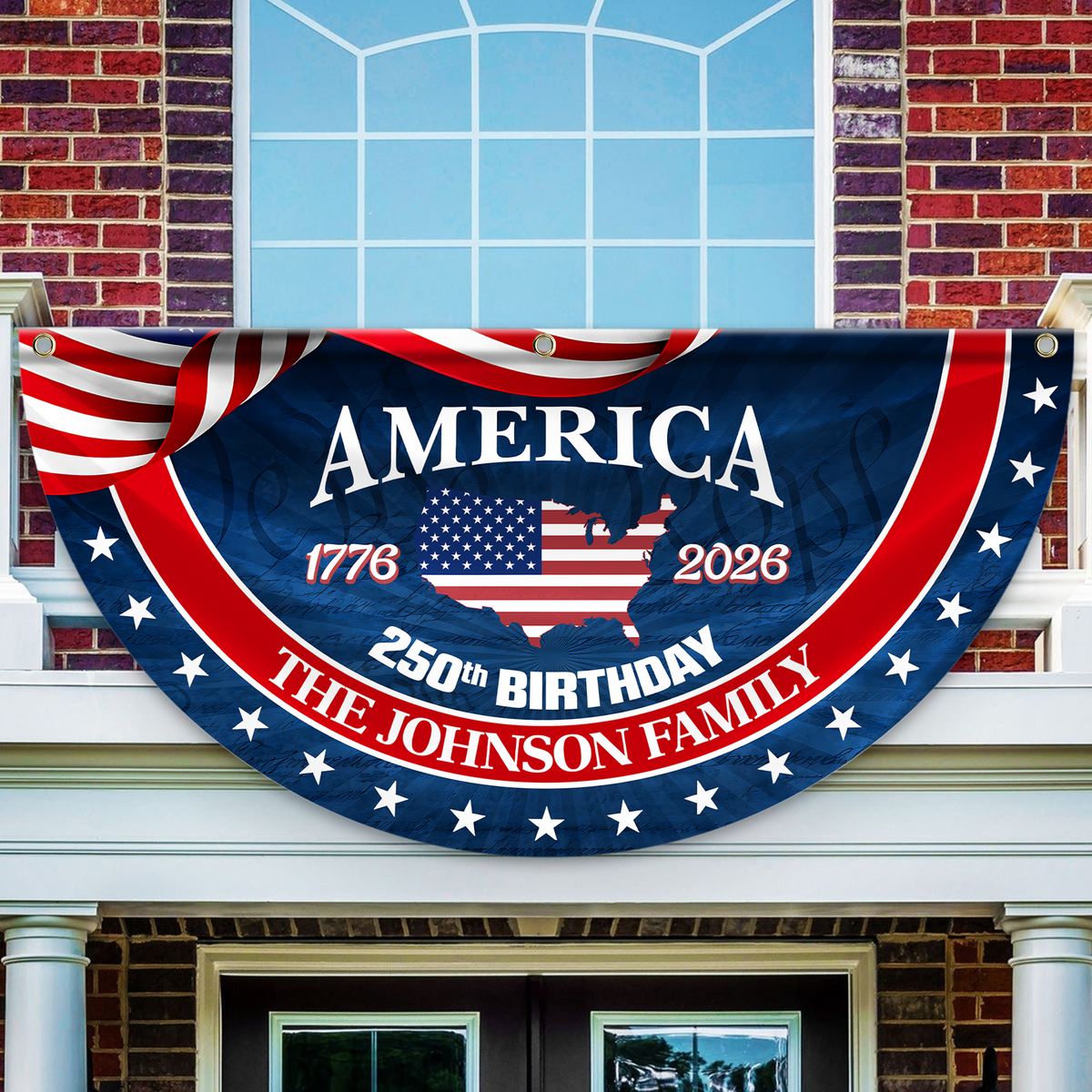 Custom Family Name America 1776-2026 Non-Pleated Fan Flag HA75 920366