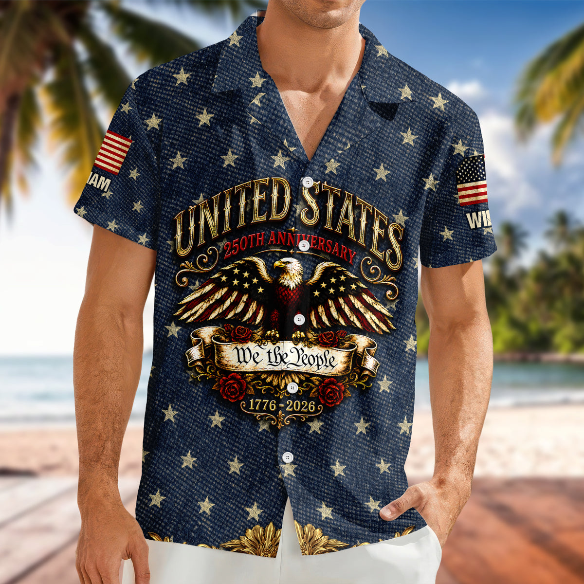Custom Name Vintage USA 250 Years Anniversary Patriotic Eagle Freedom Faith Hawaii Shirt HO82 902530