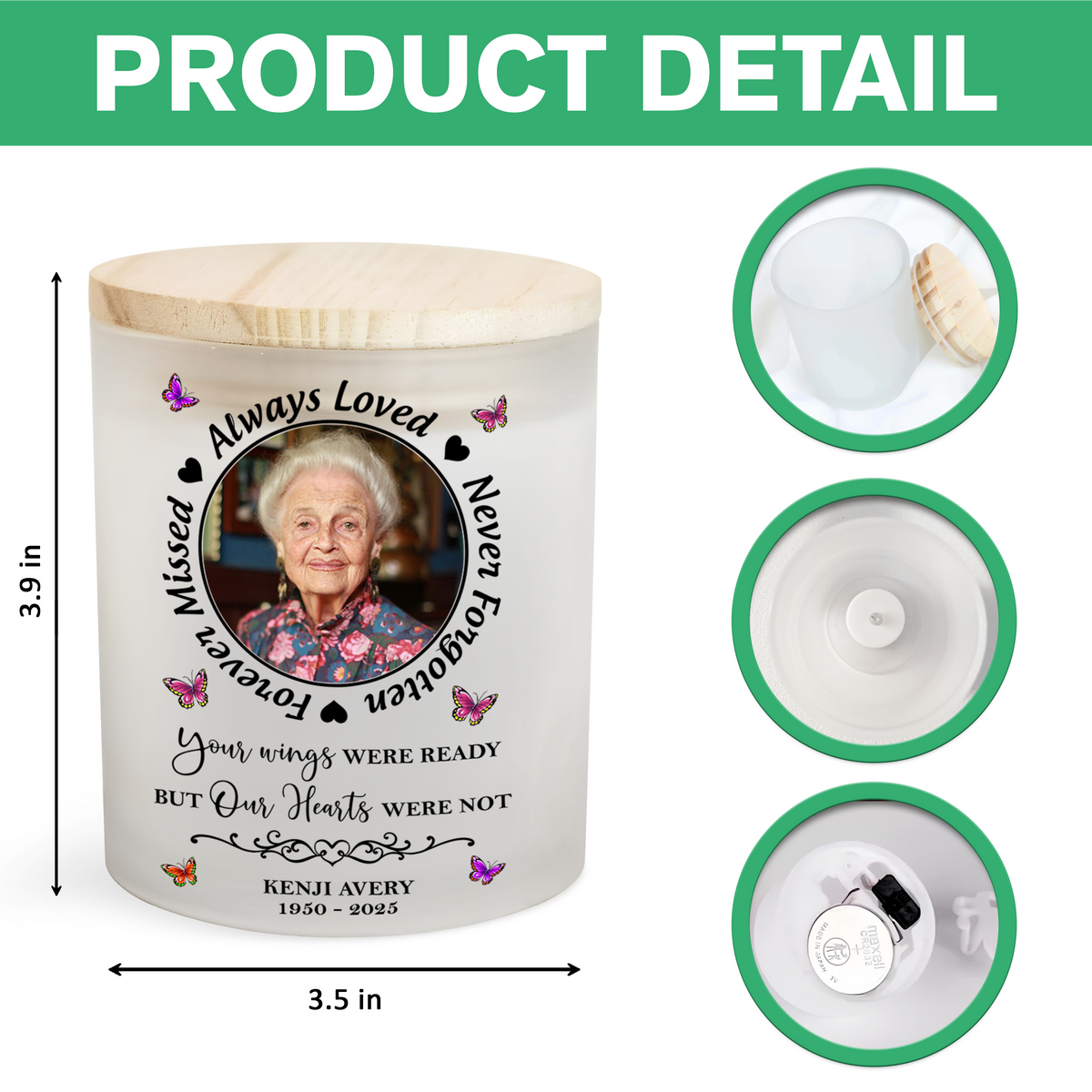 Custom Photo Always In Our Thoughts Memorial Glass Jar With LED Candle HO82 893822