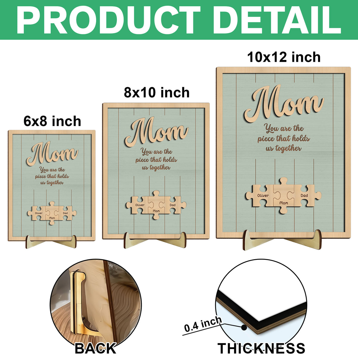 Personalized Name Mom Puzzle Sign Piece That Holds Us Together 2-Layered Wooden Plaque With Stand LM32 899263