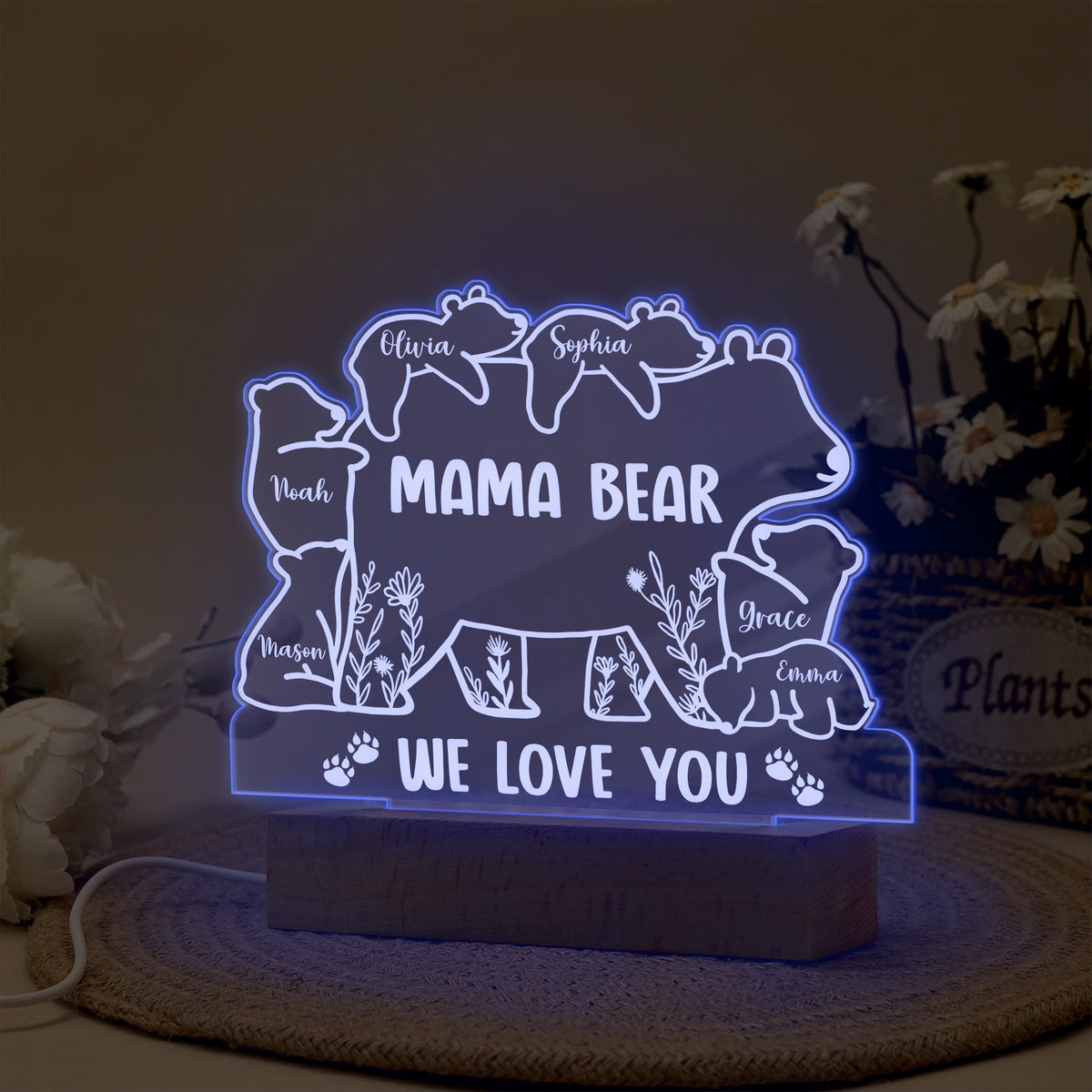 Mama Bear We Love You Personalized LED Night Light Gift For Mom Grandma CH07 895310