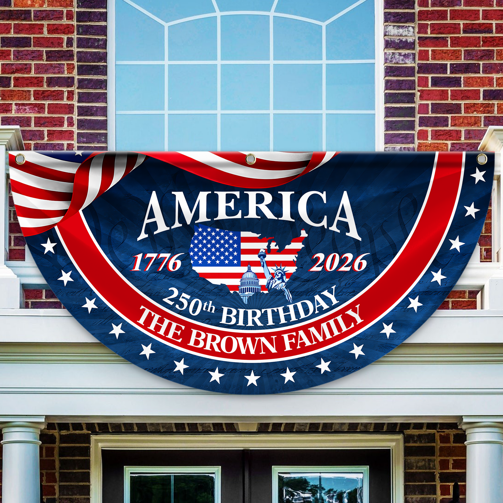 Custom Family Name America Birthday 1776-2026 Non-Pleated Fan Flag TH10 898745