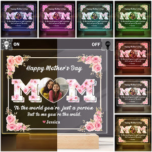 Mom, To Me You're The Wold Custom Photo Acrylic Plaque LED Night Light Mothers Day Gift For Mom CH07 895276