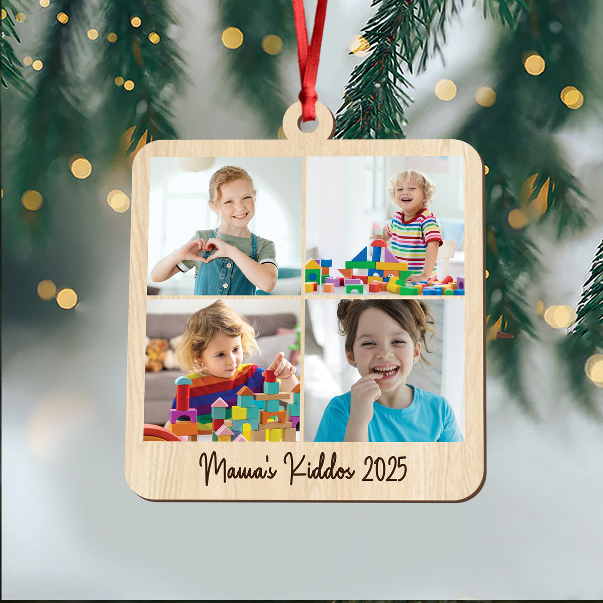 Custom Family Photo Keepsake 2025 Christmas Gift Wooden Ornament LM32 897335