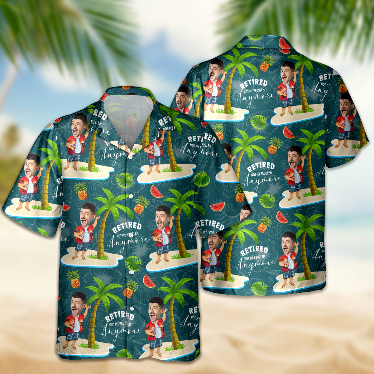 Custom Face All Over Print Hawaiian Shirt Personalized Retirement Gift for Dad LM32 893483