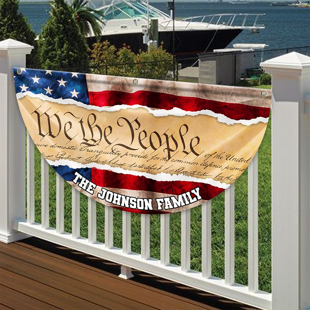 Custom Family Name We The People America Non-Pleated Fan Flag TH10 898895