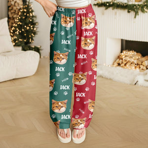 Custom Cat Face Photo Color Split Sweatpants Gift For Christmas HO82 900388
