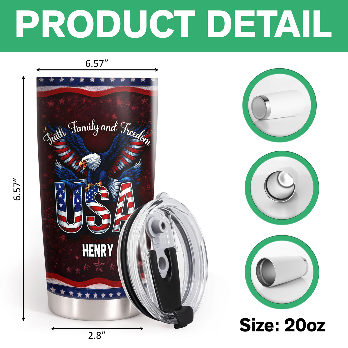 Custom Name Faith, Family & Freedom 250 Years Anniversary Fat Tumbler 1776–2026 CH07 910590