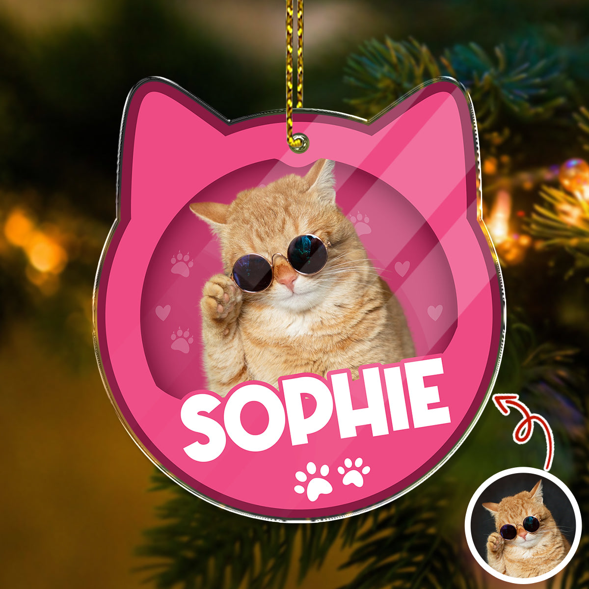 Custom Furry Baby Cat Photo - Personalized Acrylic Ornament Gift For Cat Lovers CH07 899104
