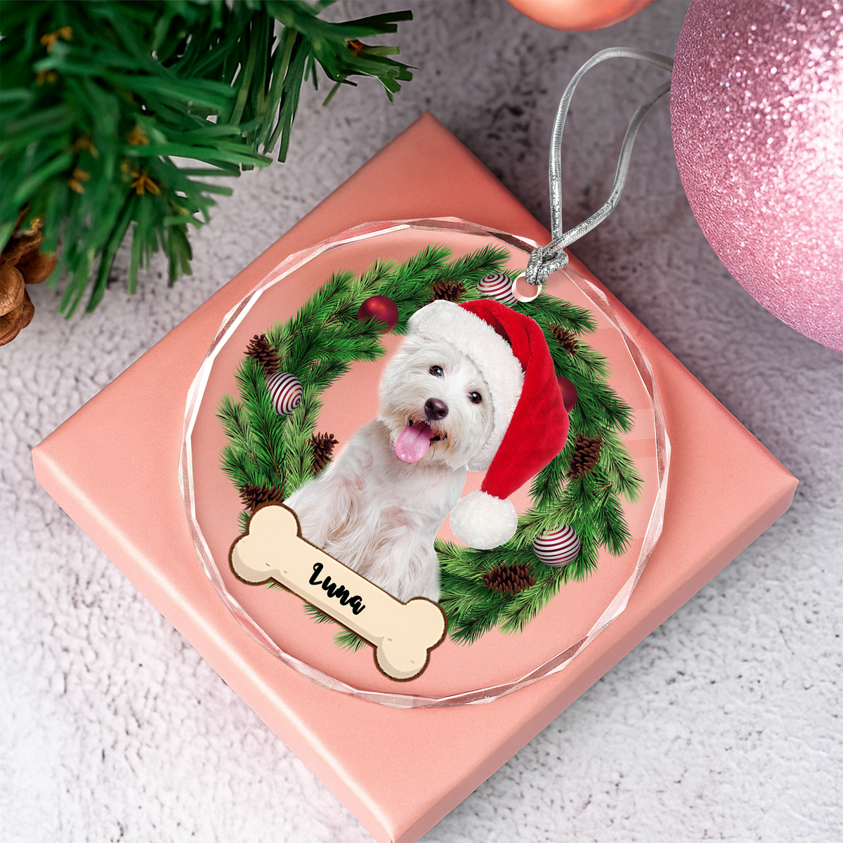 Custom Photo Dog Lovers - Dog Bone Glass Ornament CH07 899698