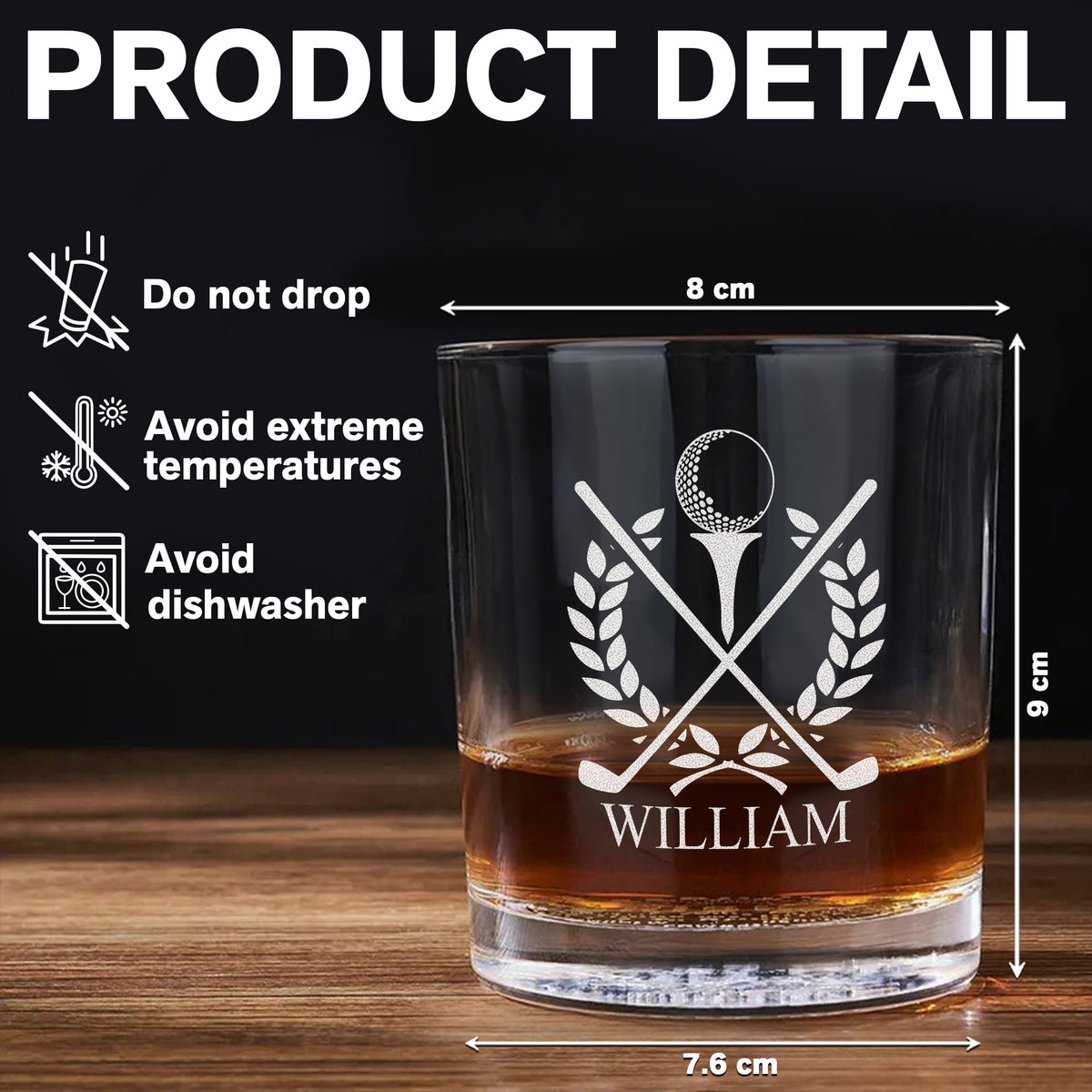 Personalized The Golffather Engraved Whiskey Glass Gift For Husband, Boyfriend, Golf Lovers HO82 900850