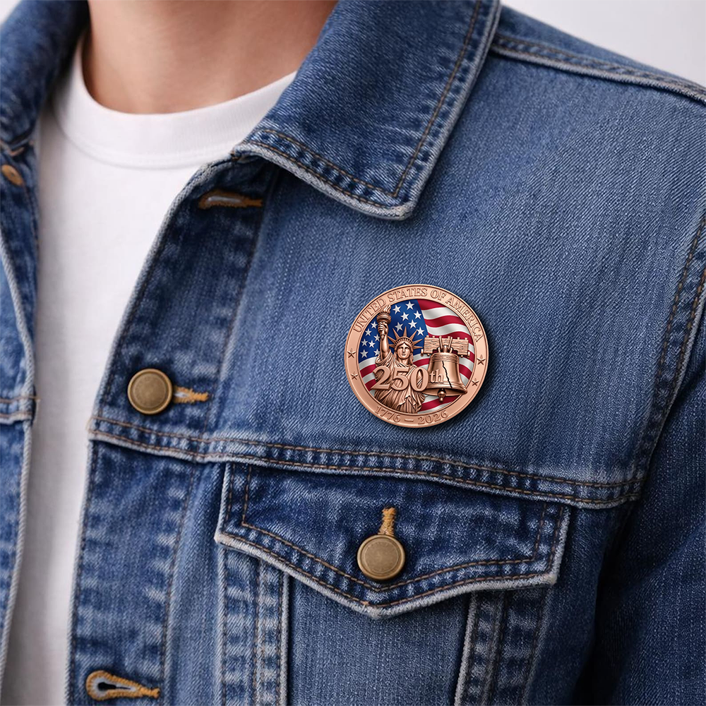 United State Of America 250th 1776 - 2026 Stainless Steel Metal Pin for Patriot's Day Independence Day TH10 169425
