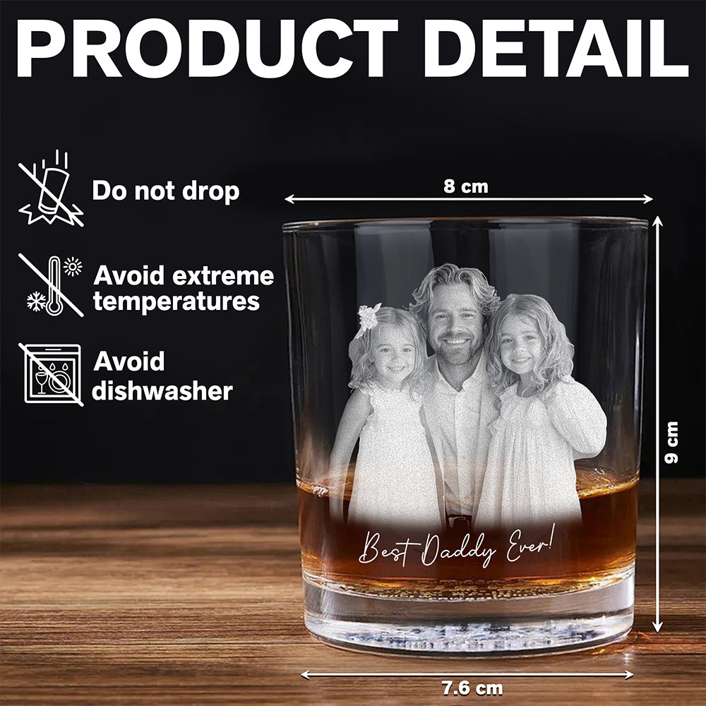 Personalized Dad and Kid Photo Engraved Whiskey Glass CH07 911372