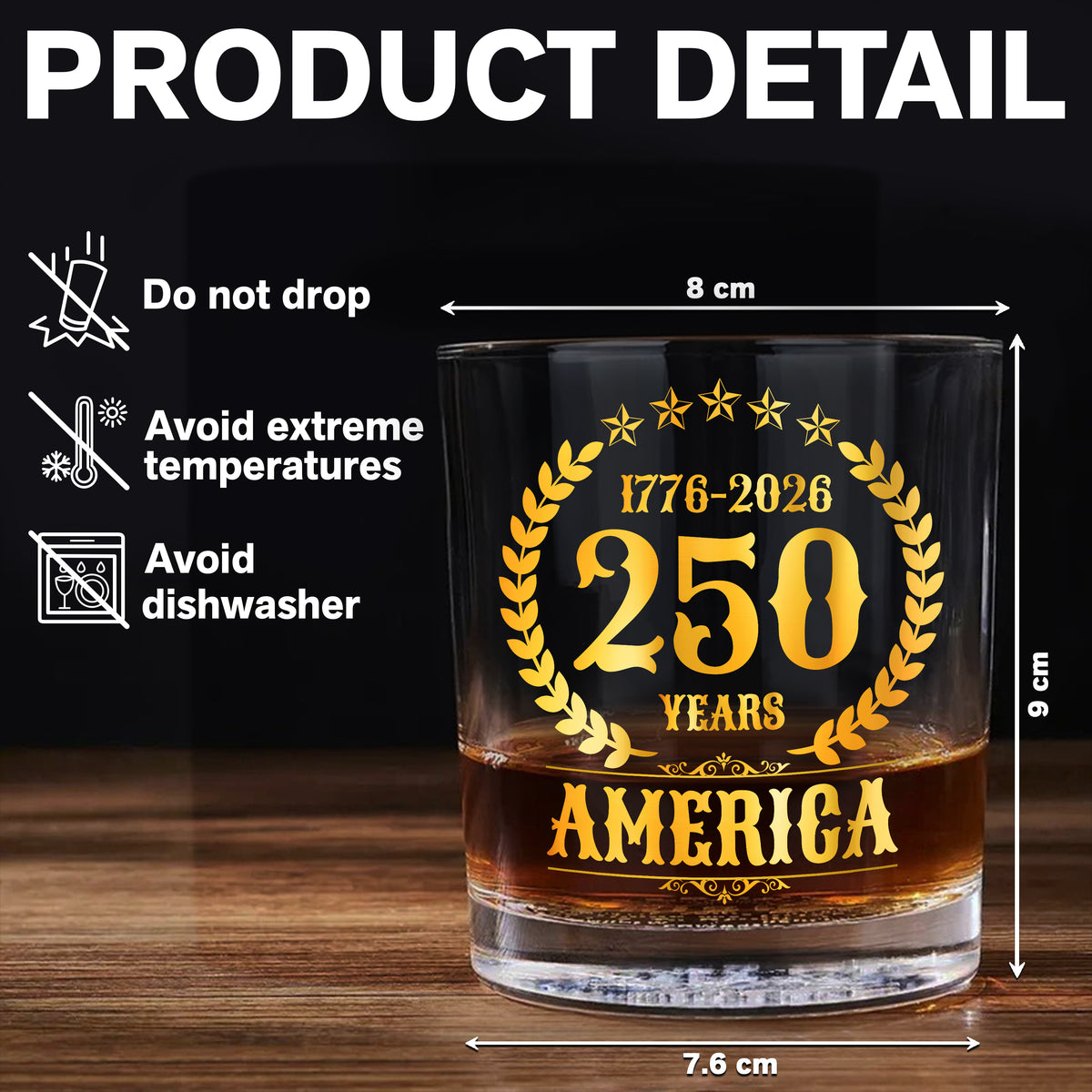 America 250 Years America 250th Anniversary Whiskey Glass HA75 897424
