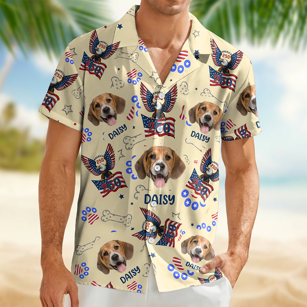 Custom Pet Photo Patriotic America 250th Eagle Hawaii Shirt LM32 899709