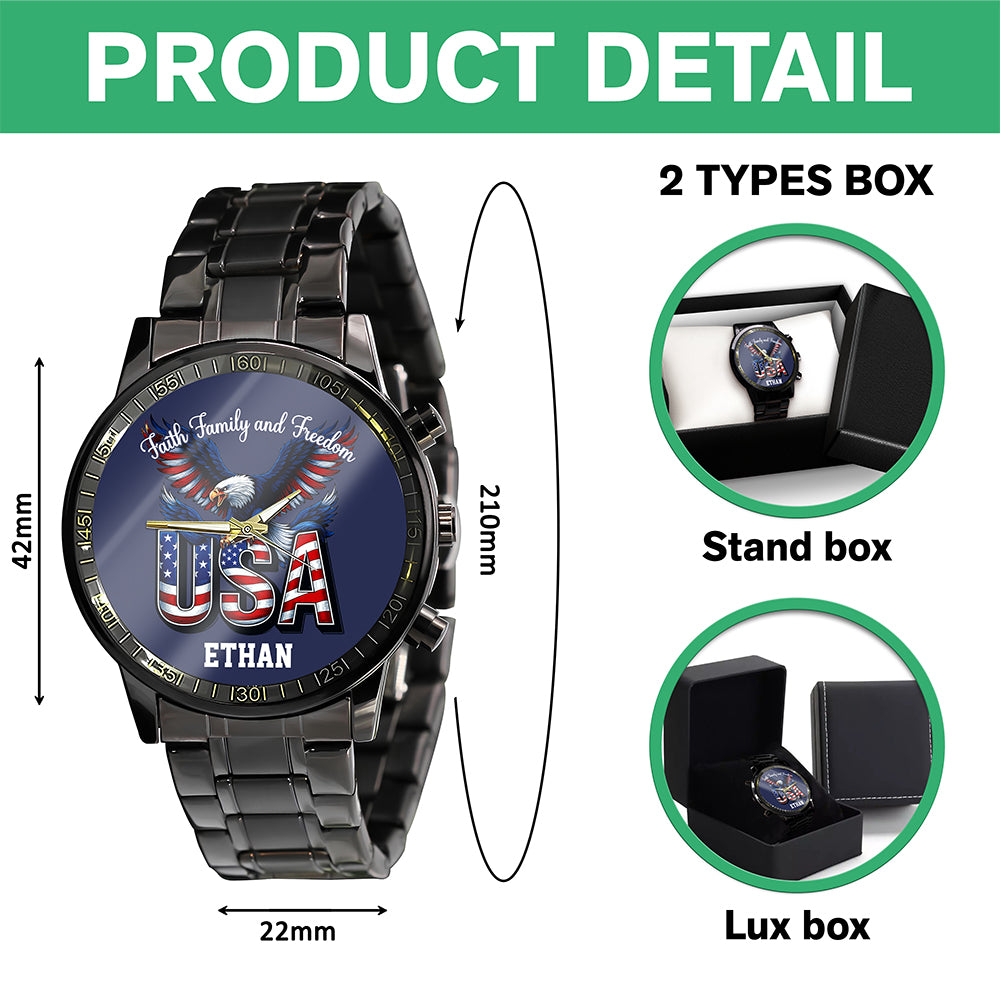 Custom Name Faith, Family & Freedom US 250 Years Men's Wrist Watch HO82 901644