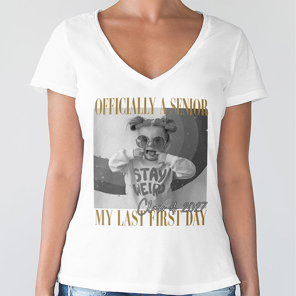 Personalised Vintage Photo And Year Senior - Officially A Senior - My Last First Day Bright Shirt HA75 922054