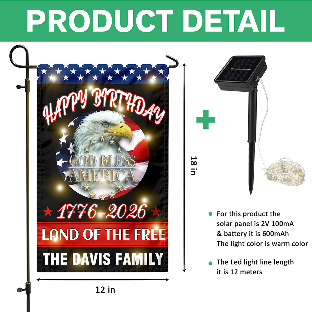 Custom Family Happy Birthday Land Of Free Led Garden Flag Independence Day Decor HA75 898338