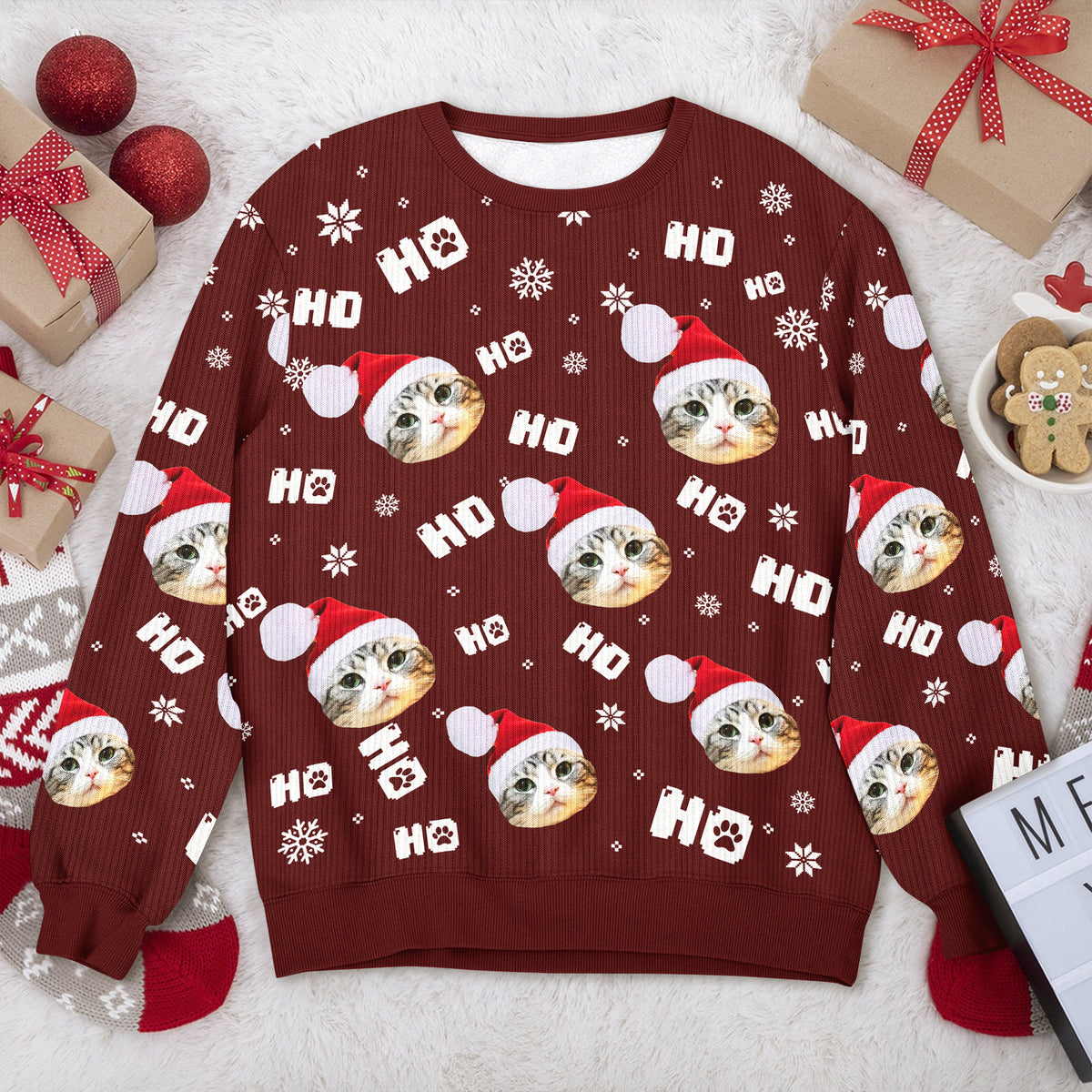 Custom Funny Cat Photo Christmas Ugly Sweater Personalized Gift For Cat Lover CH07 899570