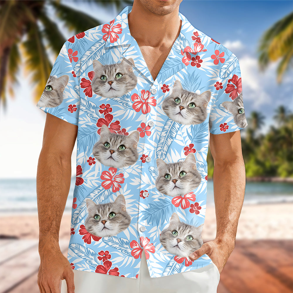 Custom Photo Funny Face Cat Family Hawaii Shirt Summer Gift HA75 892254