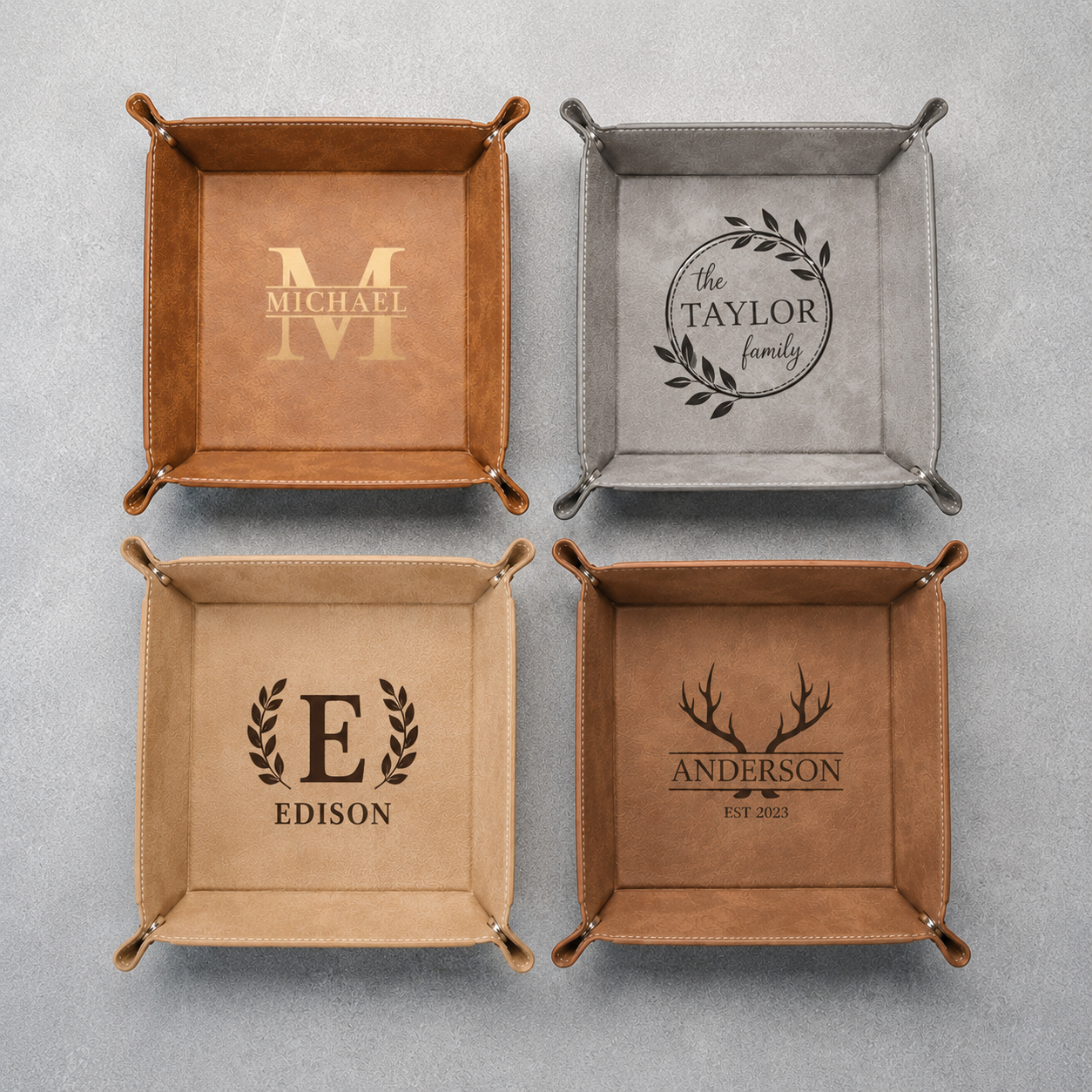 Personalized Father's Day Gift Leather Valet Tray, Custom Catch All Tray Gifts for Dad LM32 899247
