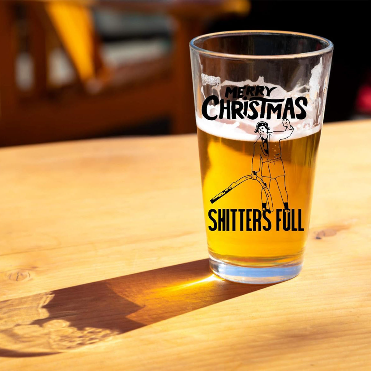 Merry Christmas Shitter's Full Beer Pint Glass, Funny Holiday Cousin Beer Glass LM32 669967