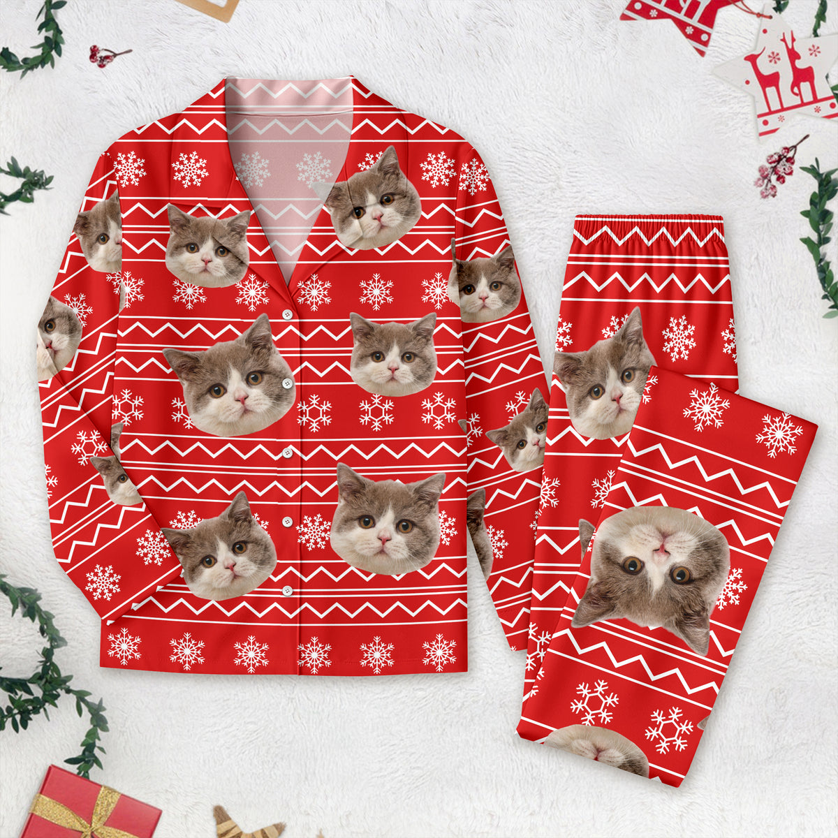 Custom Photo Christmas Cat Pajamas HO82 N304 888665