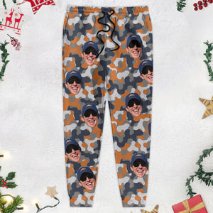 Custom Face Photo Camo Background Christmas Gift Sweatpants N304 888790