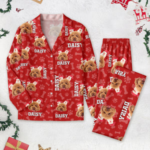 Custom Photo Name Paw Pattern Dog Cat Pajamas K228 888800