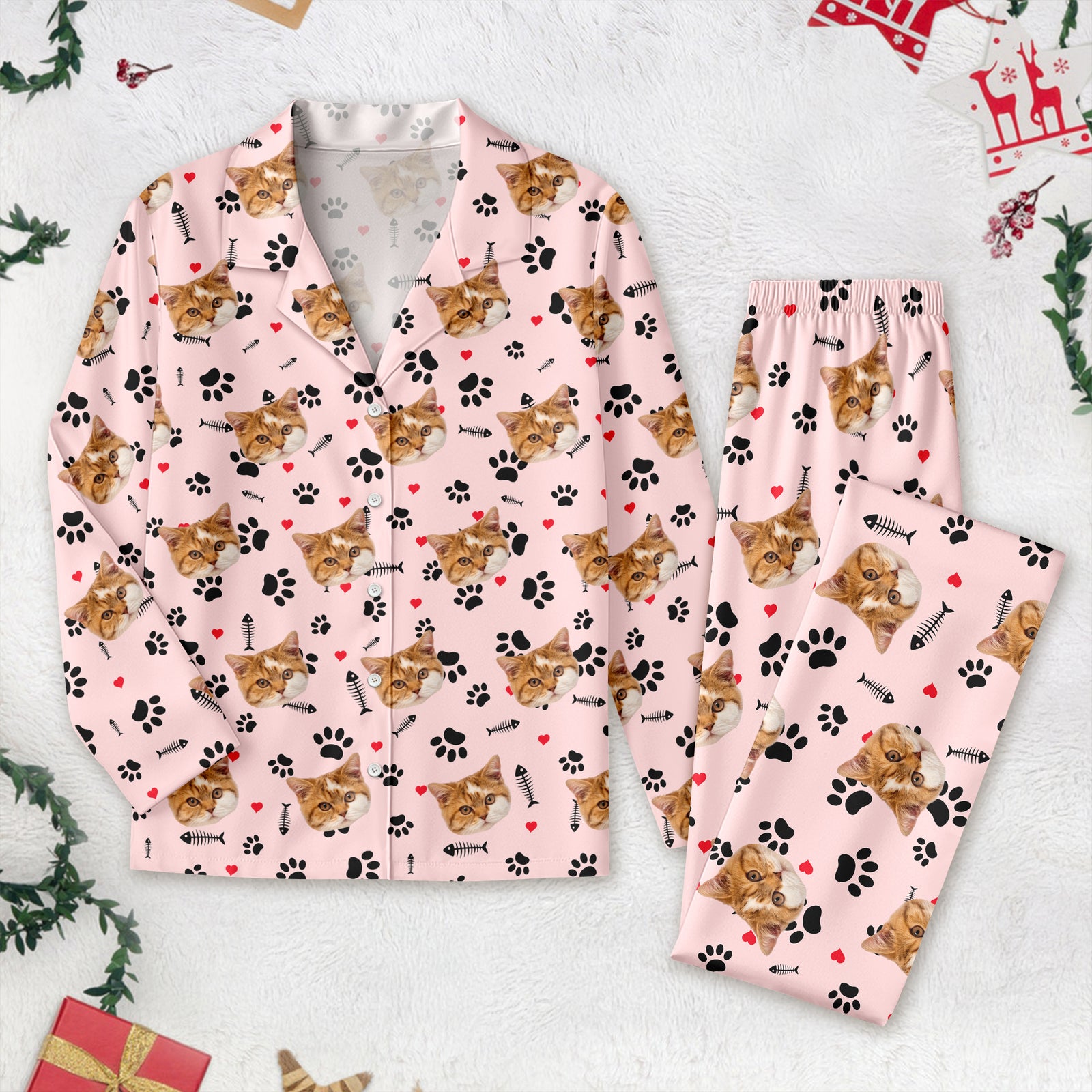 Custom Cat Photo With Icon Decoration Pajamas N304 888912