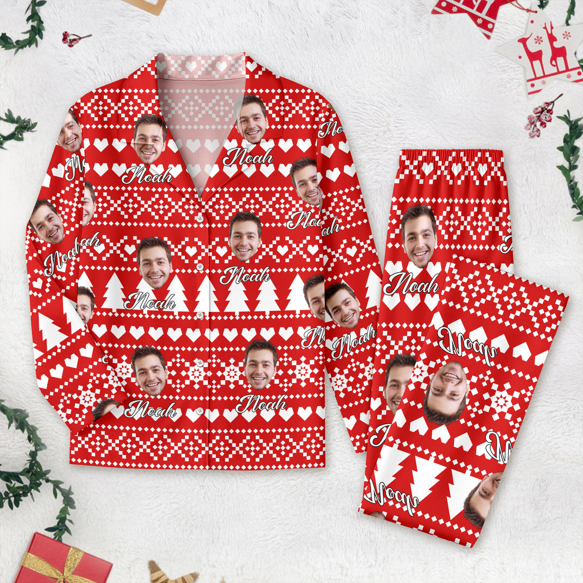 Custom Face Photo With Colorful Background Pajamas N304 889508