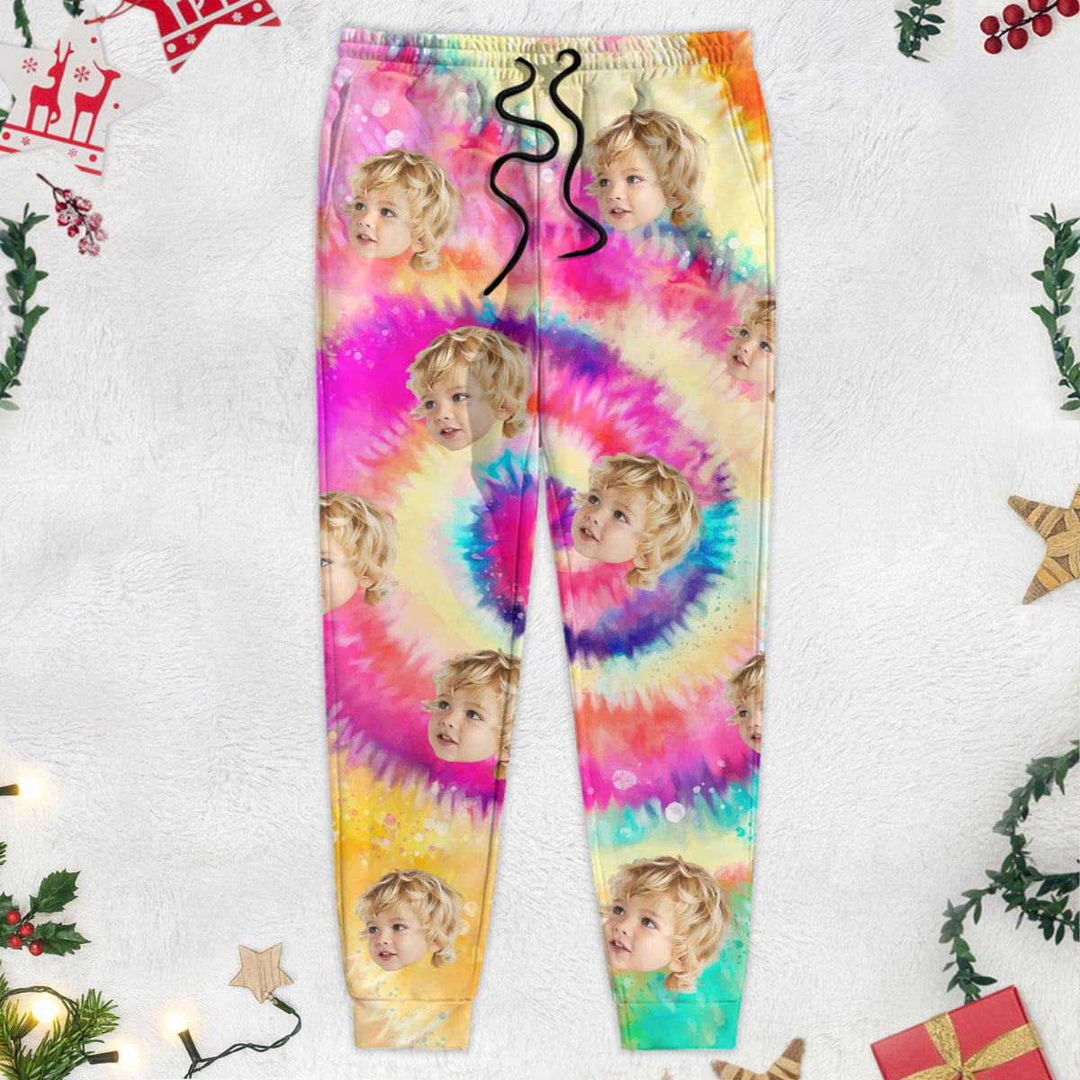 Custom Photo Tie Dye Background For Christmas Sweatpants N304 889604