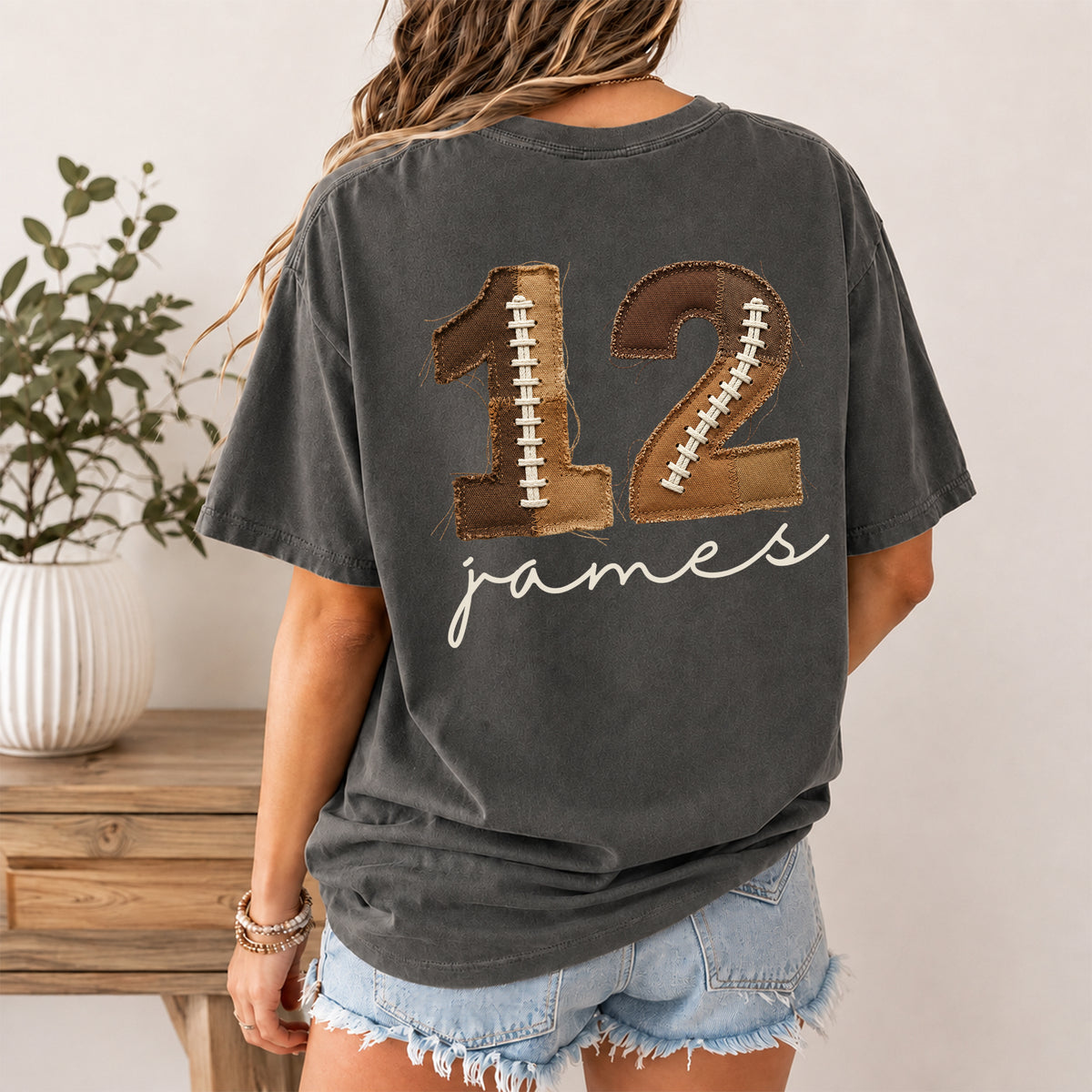 Custom Football Number & Name Faux Patchwork Back Comfort Shirt HO82 903396