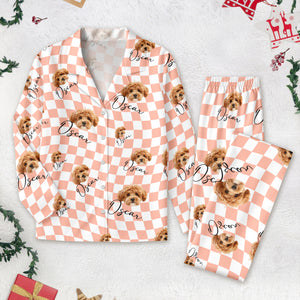 Custom Photo With Checkered Pattern Dog Lover Pajamas TA29 890065