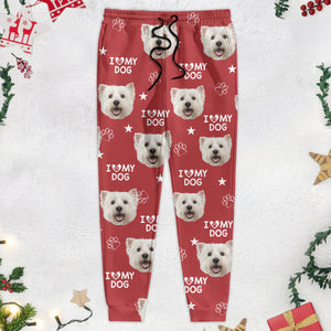 Custom Photo and Name I Love My Family, Dog, Cat Pants Christmas Gift TA29 HA75 892125