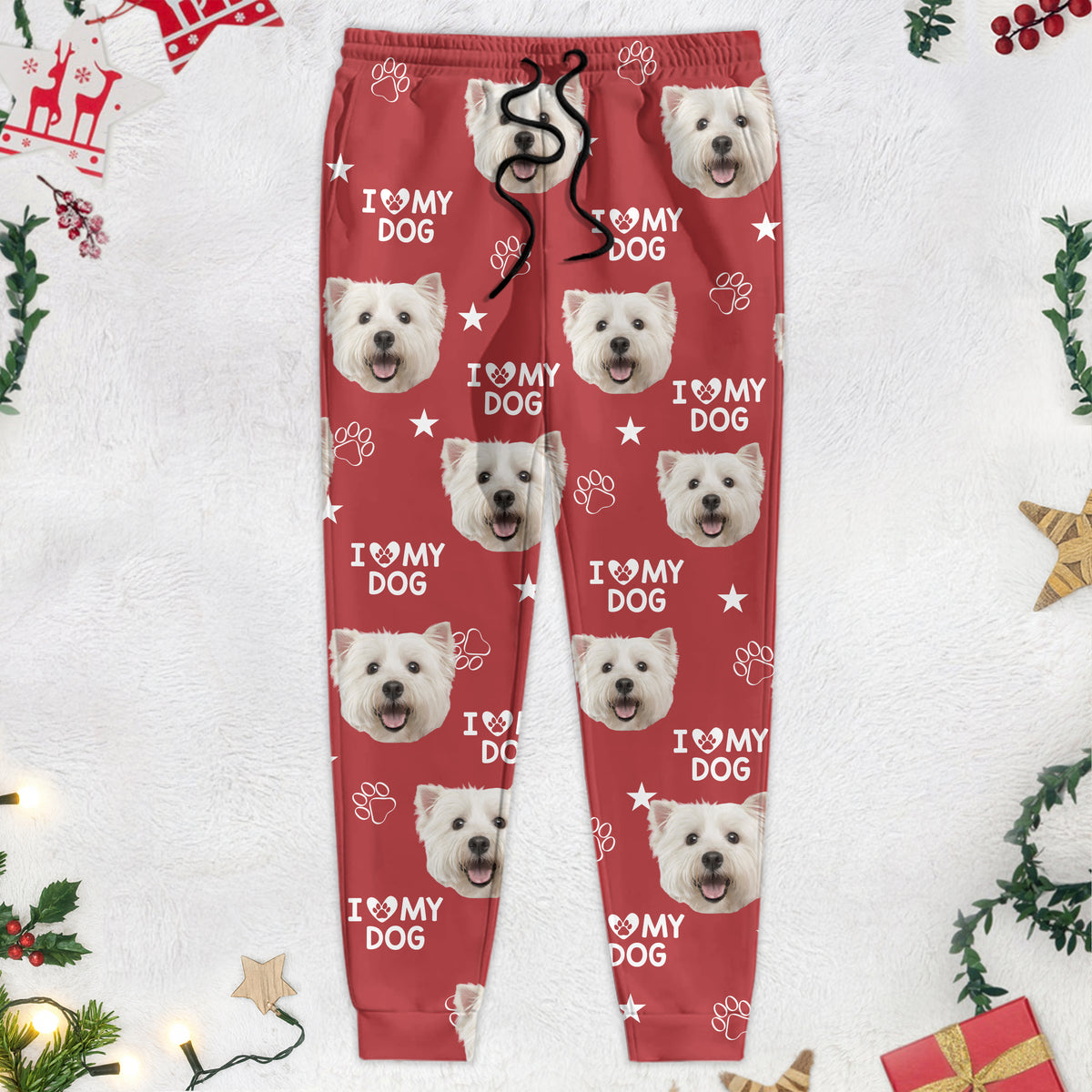 Custom Photo and Name I Love My Family, Dog, Cat Pants Christmas Gift TA29 HA75 892125
