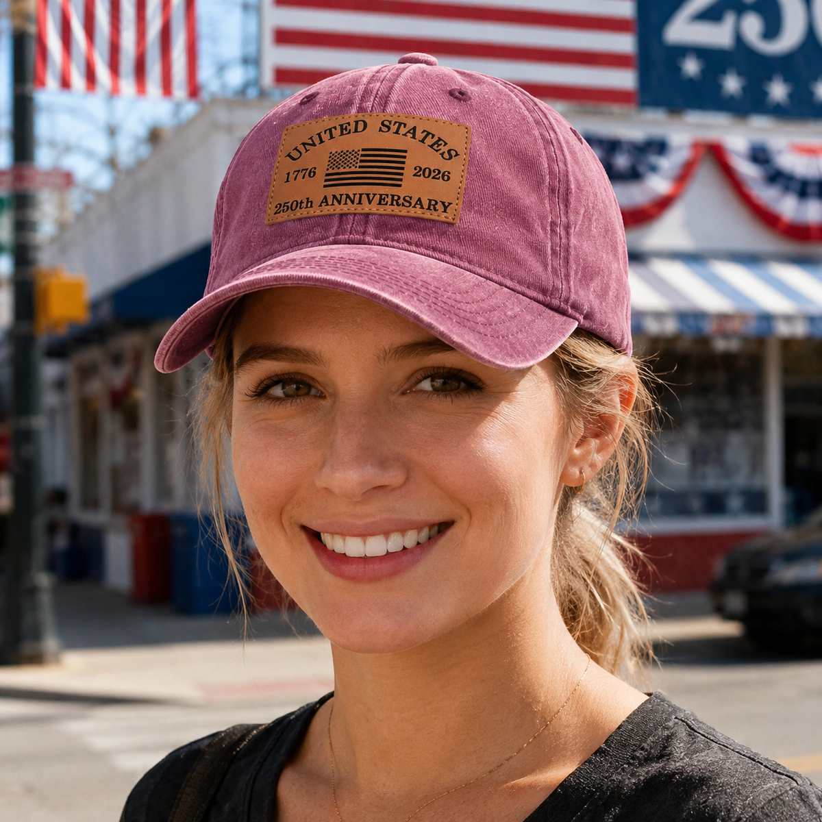 250 Anniversary USA 1776 - 2026 Leather Patch Baseball Cap for Men Women LM32 669355