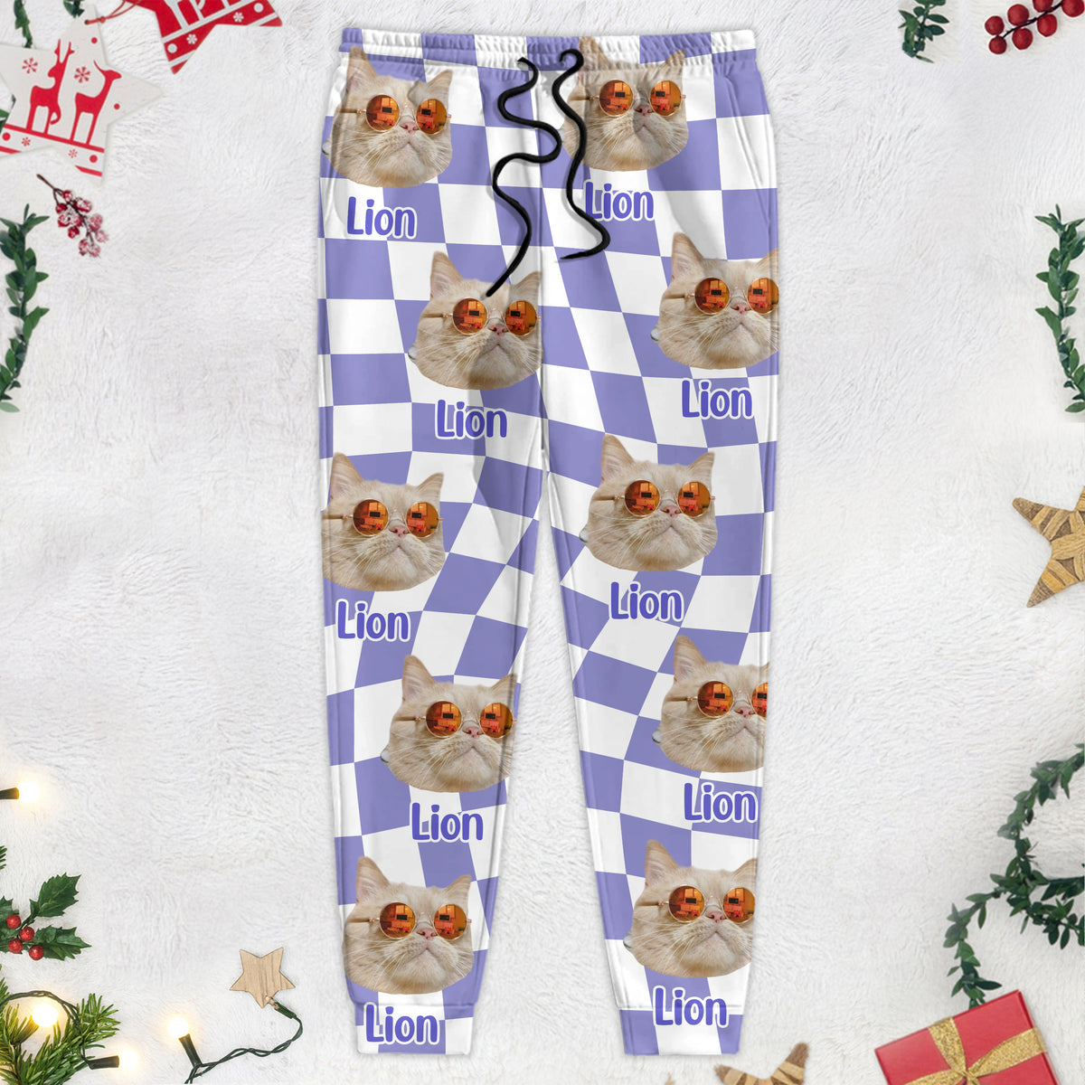 Custom Photo Dog Cat - Checkerboard Street Style Sweatpants HA75 892616