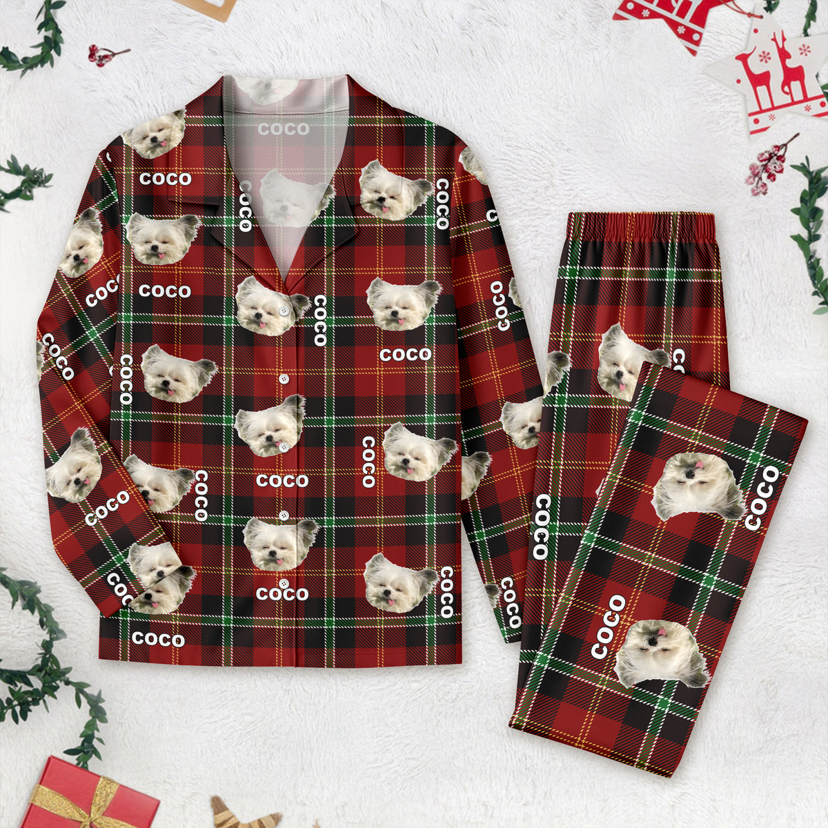 Custom Pet Photo Flannel Style Personalized Pajamas For Dog Lovers Cat Lovers CH07 896136