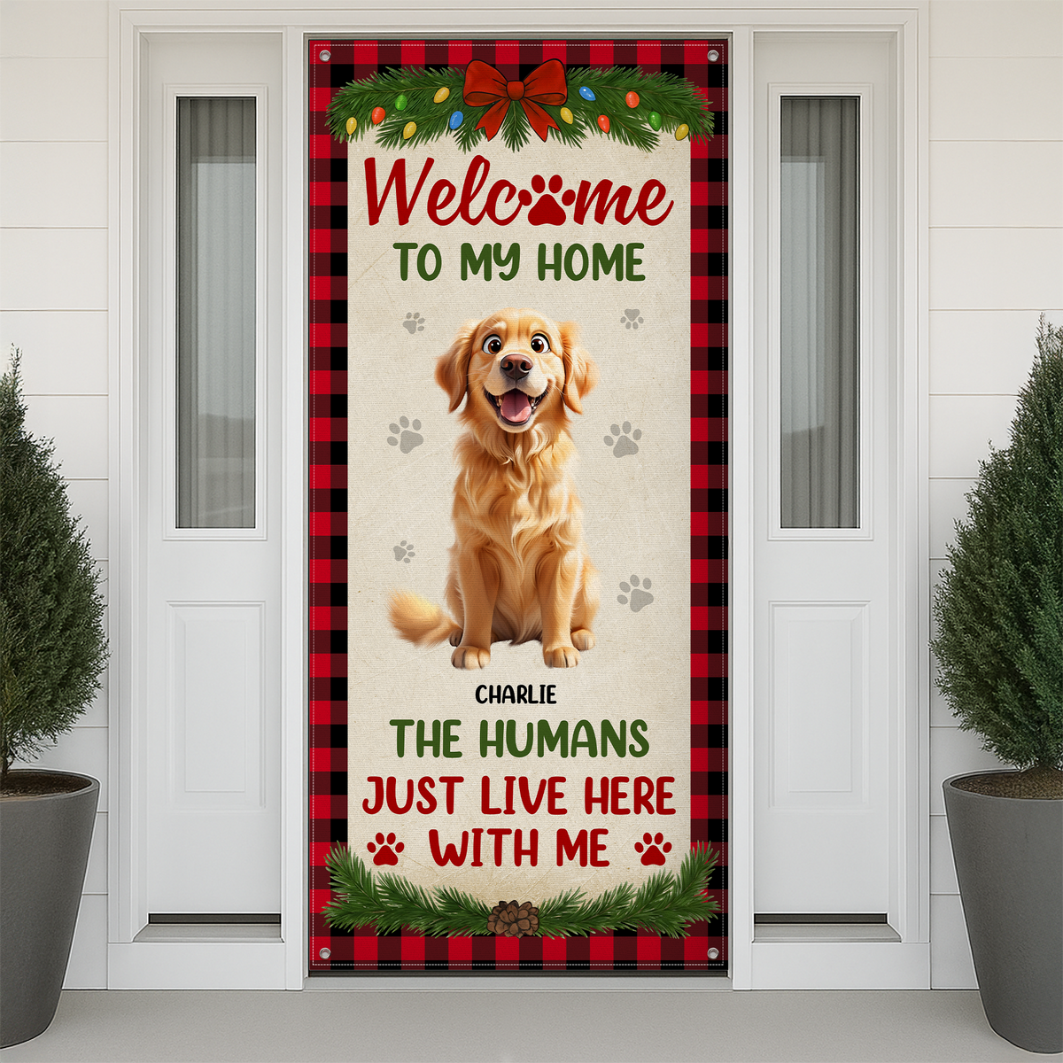 Welcome To Our Home Cute Dogs - Personalized Christmas Dog Door Cover CH07 899914