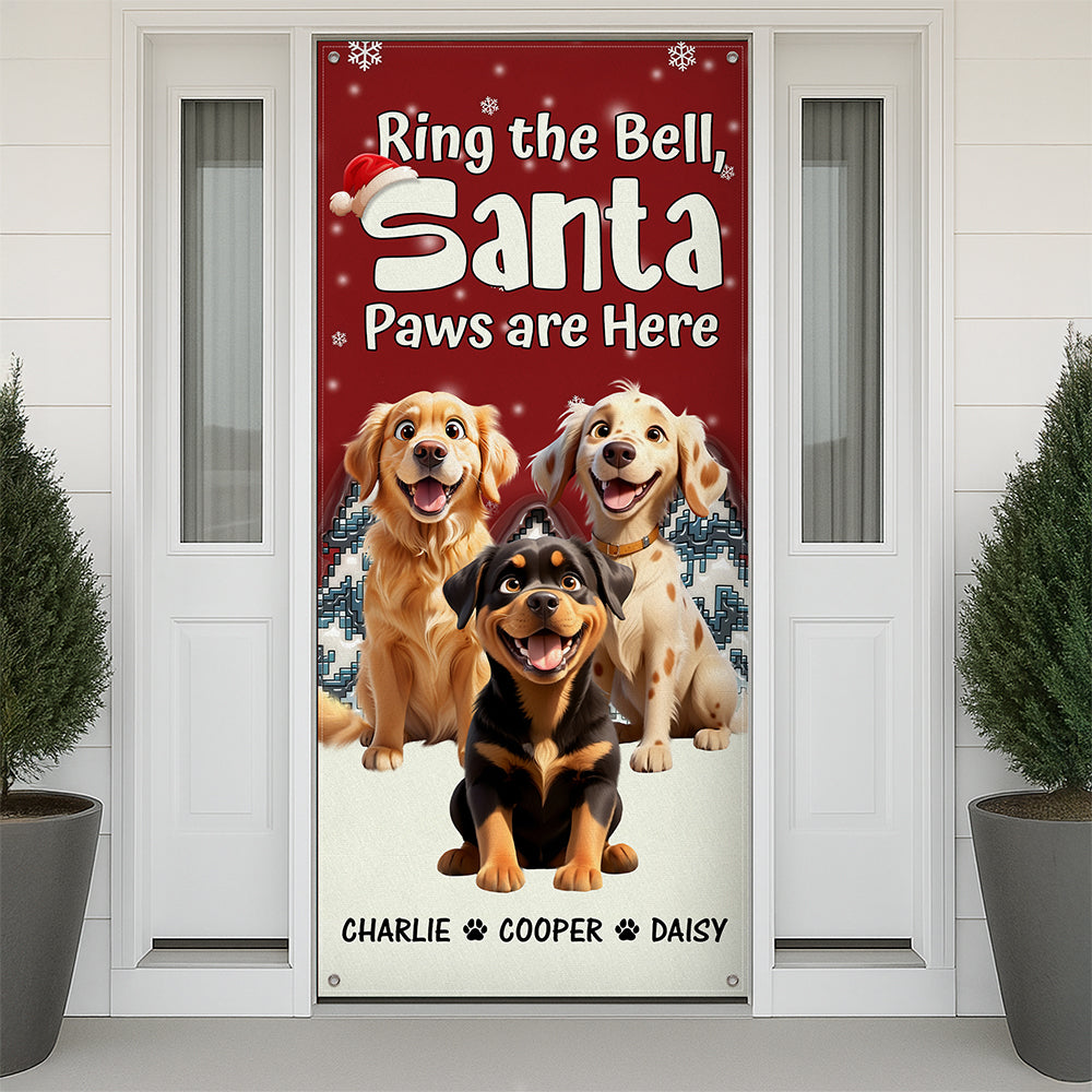 Custom Cute 3D Dog Ring the Bell, Santa Paw Are Here Door Cover LM32 895957