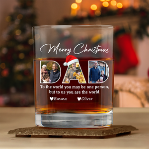 Custom Photo Merry Christmas Dad Family Whiskey Glass Gift For Dad HO82 894340
