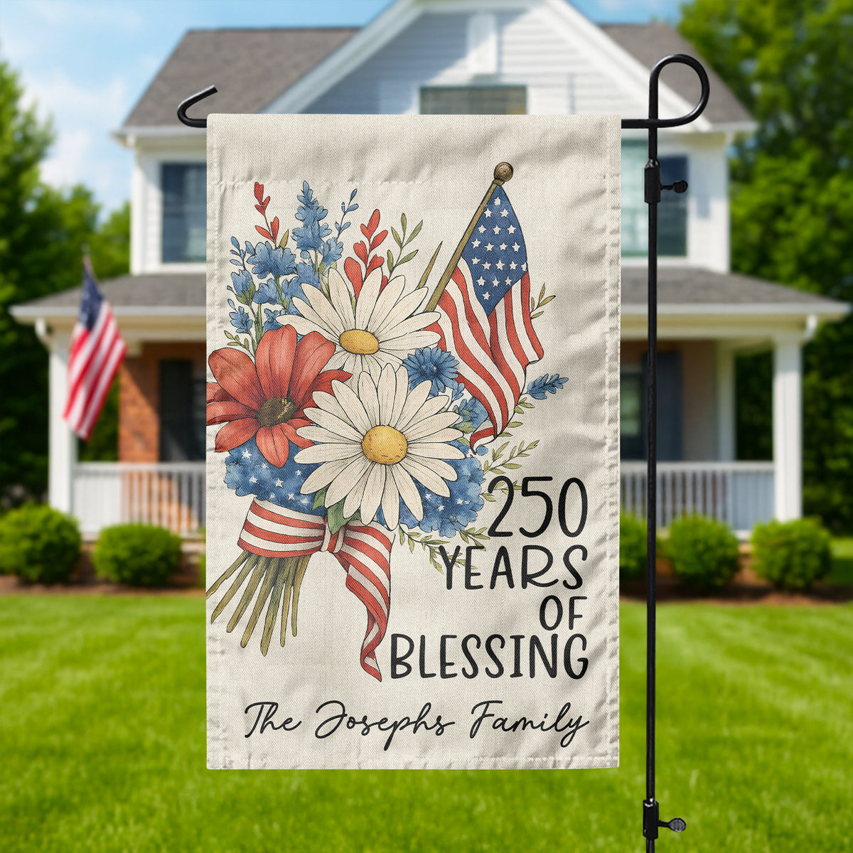 Custom Family Name 250 Years America, 1776-2026 USA 250th Garden Flag TH10 898311